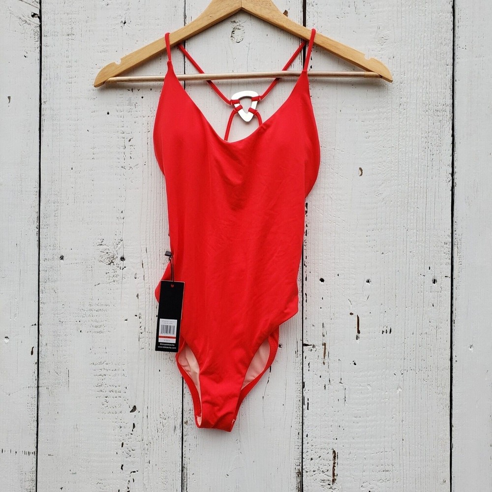Dolce Vita Red Cross Ring Back Solid One Piece Swimsuit Wome’s Size XS NEW